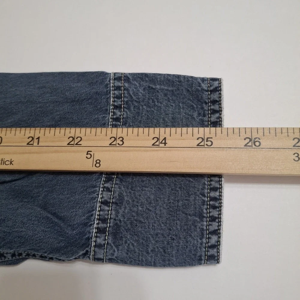 Vintage Banana Republic Denim Shirt M Blue Contrast Cuffs‎ Double Pocket Cotton